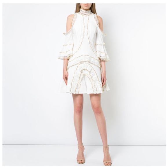 🛍 EMARI Gorgeous Beaded Cold Shoulder Dress - Picture 2 of 8